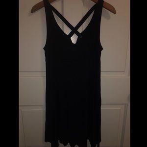 Simple black dress with criss cross back